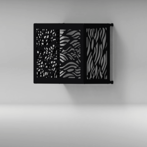 Laser-cut outdoor air conditioner cover with decorative pattern for 9000 BTU, 12000 BTU and 18000 BTU units