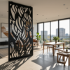 Laser-cut architectural screen panel for privacy screening, decorative wall features, and room partitioning