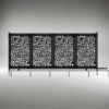 Modern laser-cut sliding driveway gate with decorative metal panels and powder-coated finish